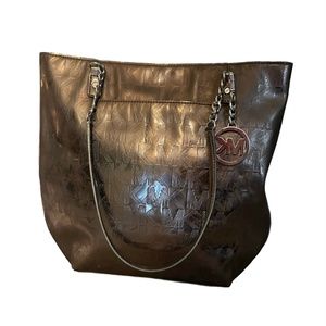 Michael Kors Metallic Leather Signature Tote MINT